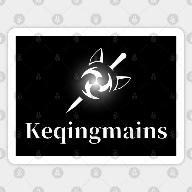 Keqing mains fan art for who mains Keqing with electro cat sword icon in white gift Magnet by FOGSJ